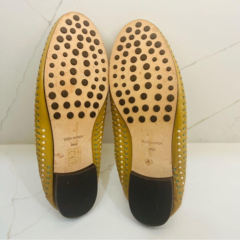 Tory Burch Tan & Teal Woven Flats - Picture 12 of 12
